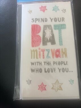 Hallmark 6 bat mitzvah Mazel Tov Gift/Money Card Set